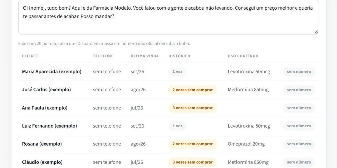 Recorte real da tela de recuperação de vendas.
